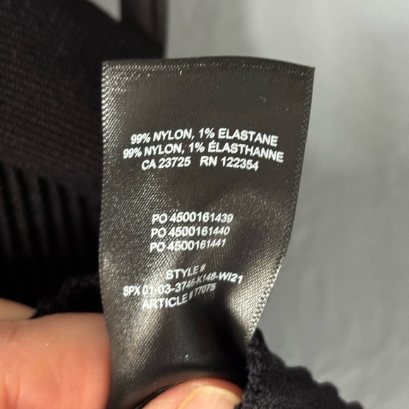 Babaton Black Ribbed Bandage Crop Top Crisscross Back Stretch Nylon Size M - Picture 7 of 8